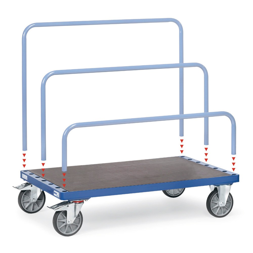 fetra® Plattenwagen, ohne Bügel, Ladefläche BxT 1.600 x 800 mm, Tragkraft 750 kg