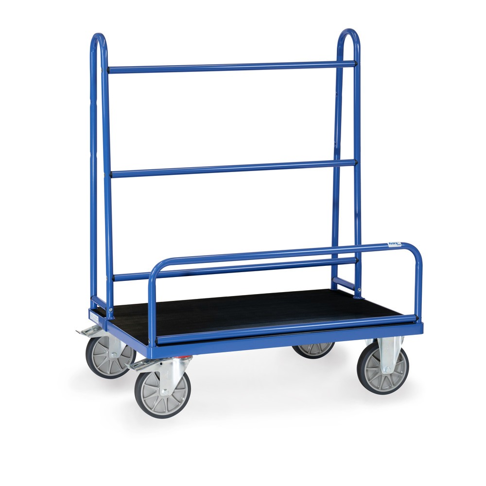 fetra® Plattenwagen, feste Rohrbügel, rutschhemmende Ladefläche BxT 1.070 x 435 mm, Tragkraft 600 kg