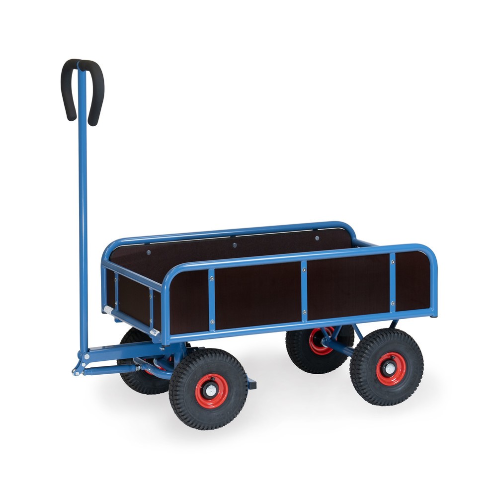fetra® 2-achsiger Handwagen mit 4 feststehenden Wänden, Luftbereifung, Ladefläche BxT 545 x 945 mm
