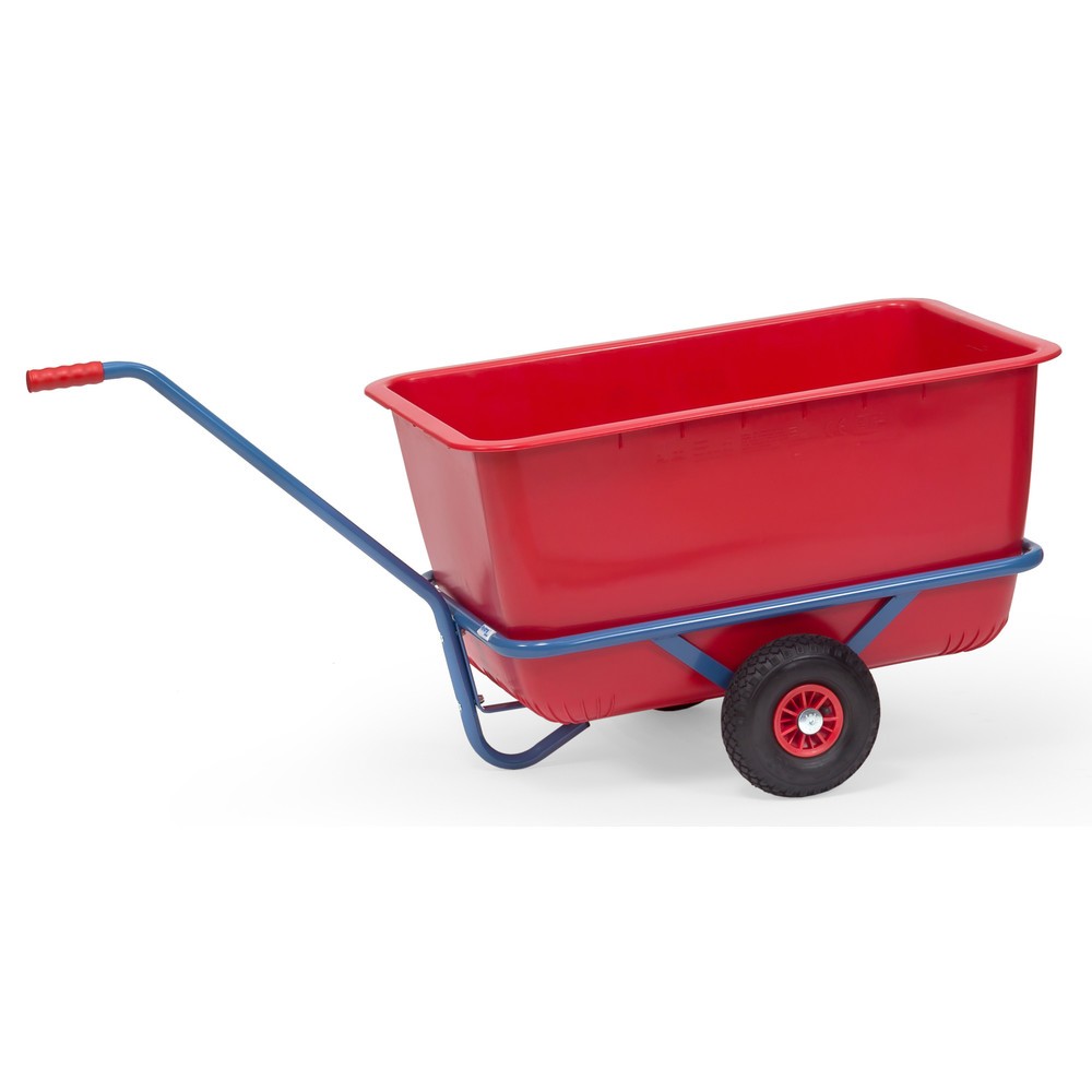 fetra® Leicht-Handwagen mit Kunststoffmulde, Luftbereifung, HxBxL 777 mm x 682 mm x 1.566 mm, Tragkraft 200 kg, blau lackiert