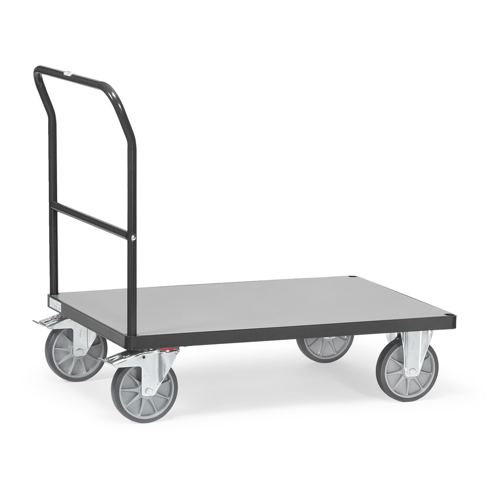 fetra® Plattformwagen mit Schiebebügel, Ladefläche BxT 500 x 850 mm, anthrazitgrau