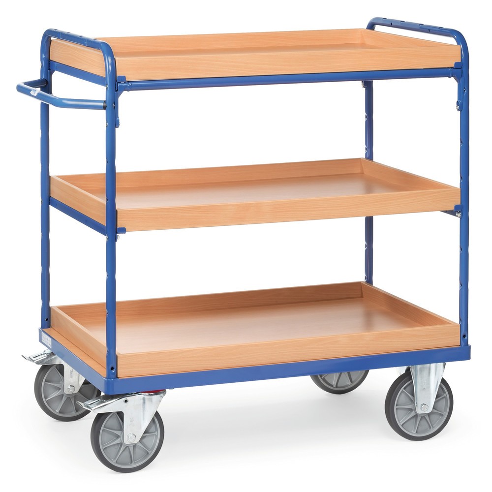fetra® Etagenwagen mit Einlegekästen, 3 Etagen à 1.200 x 800 mm, Höhe 1.152 mm