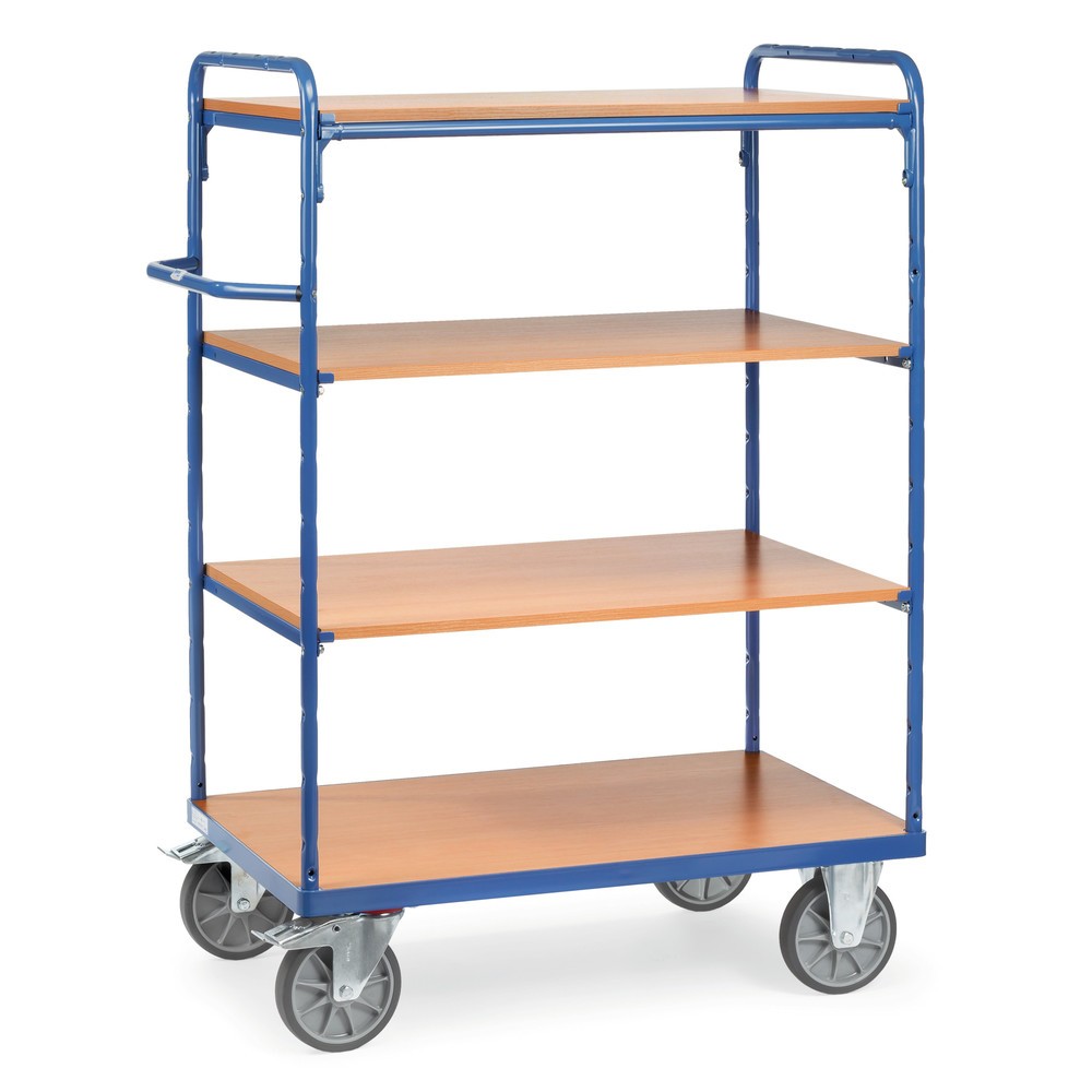 fetra® Etagenwagen mit Holzböden, 4 Etagen à 1.000 x 600 mm, Höhe 1.552 mm