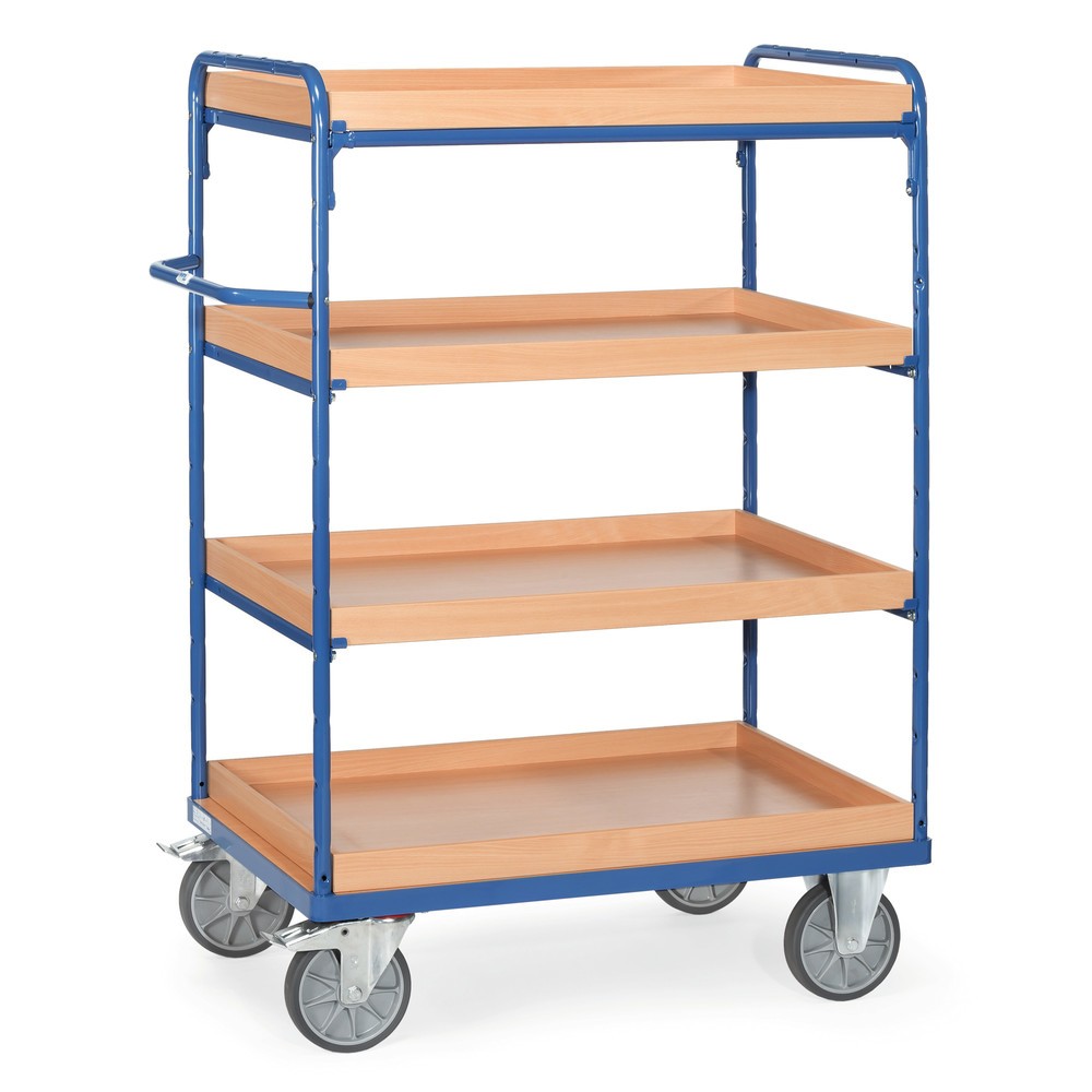 fetra® Etagenwagen mit Einlegekästen, 4 Etagen à 850 x 500 mm, Höhe 1.511 mm