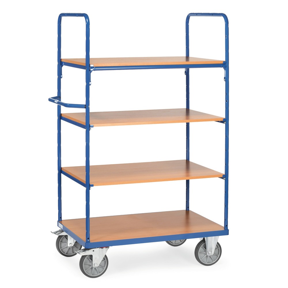 fetra® Etagenwagen mit Holzböden, 4 Etagen à 1.000 x 600 mm, Höhe 1.800 mm
