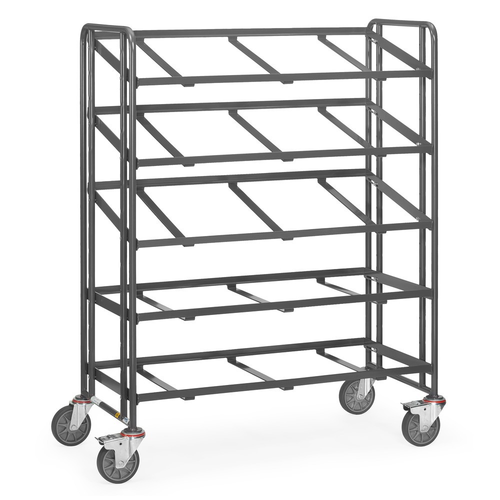 fetra® ESD-Eurokasten-Etagenwagen, TK 250 kg, 3 Ladeflächen à 610 x 1.240 mm, ohne Böden
