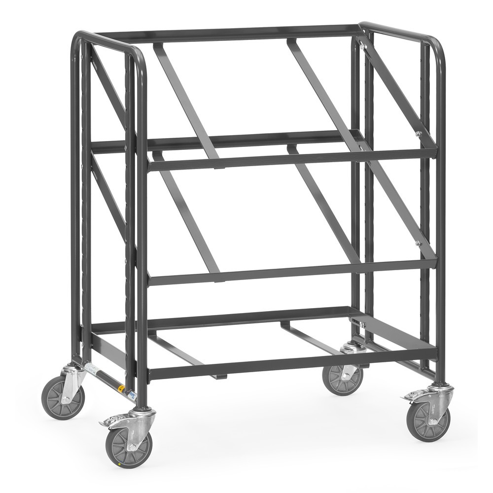fetra® ESD-Eurokasten-Etagenwagen, TK 250 kg, 3 Ladeflächen à 610 x 820 mm, ohne Böden