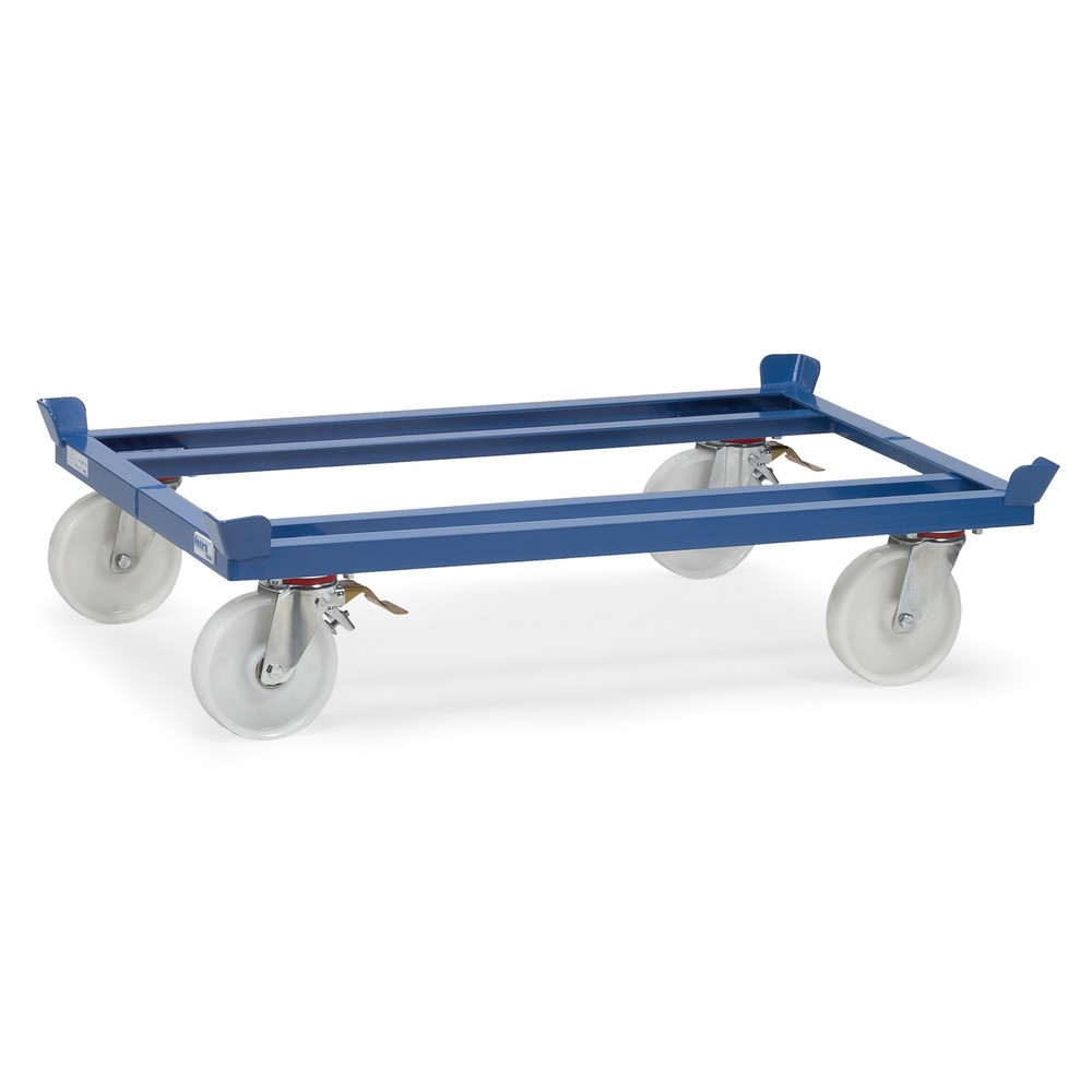 fetra® Paletten-Fahrgestell, Polyamid-Räder, Tragkraft 1.050 kg, à 1.210 x 1.010 mm, brillantblau