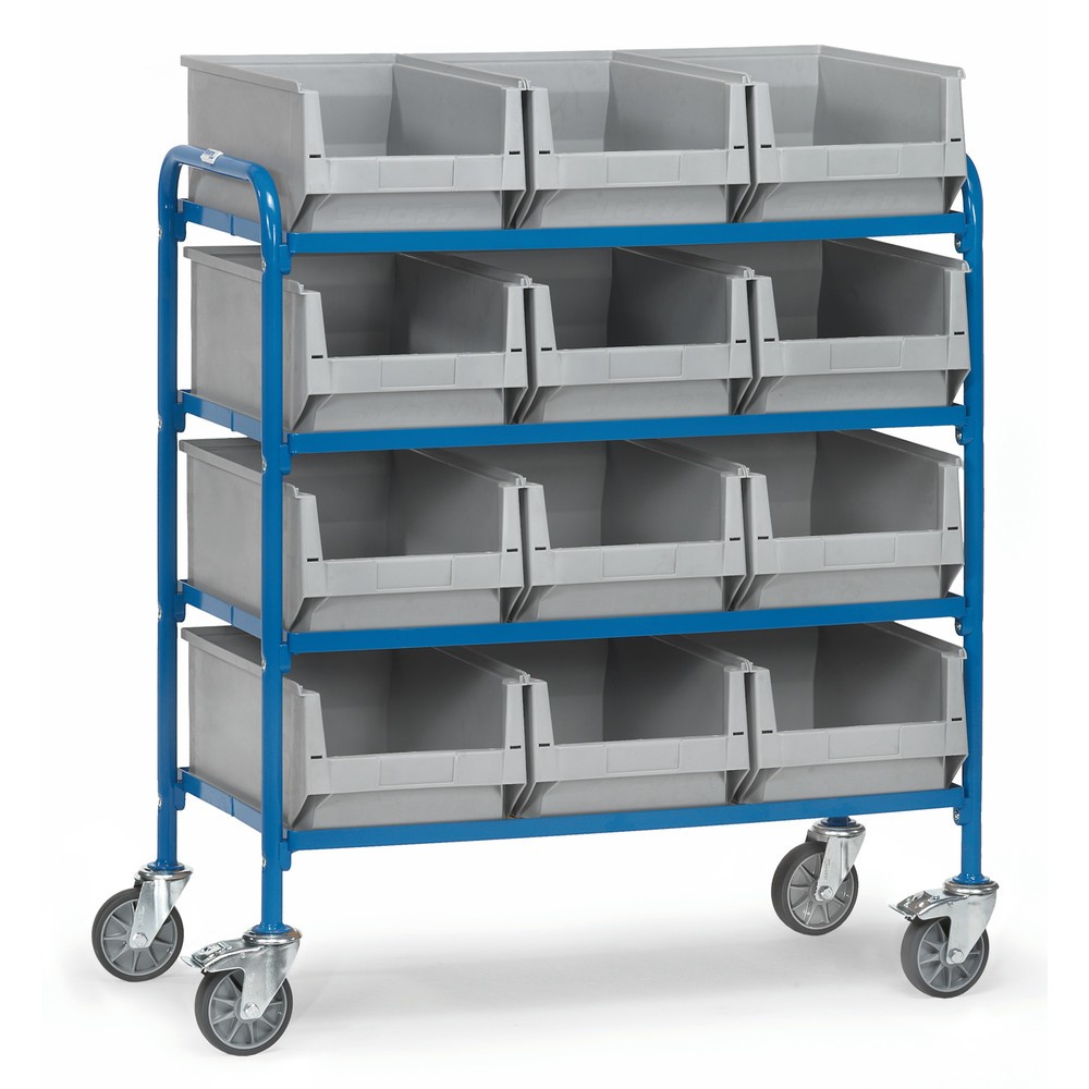 fetra® Beistellwagen mit Sichtlagerkästen, Ladefläche 940 x 470 mm