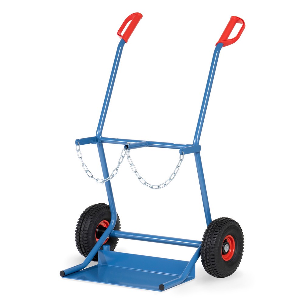 fetra® Stahlflaschen-Karre, für 2 Stahlflaschen à 20 Liter, Luft-Bereifung