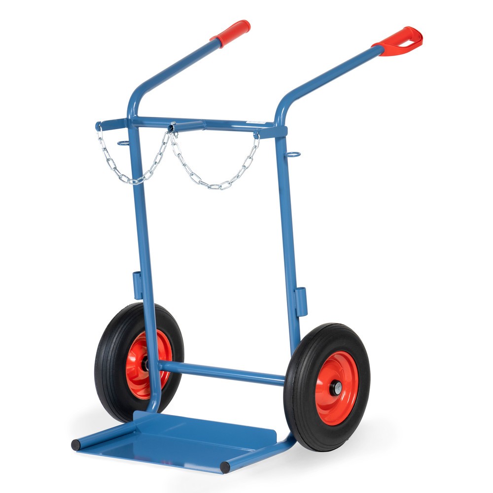 fetra® Stahlflaschen-Karre, für 2 Stahlflaschen à 40-50 Liter, Vollgummi-Bereifung