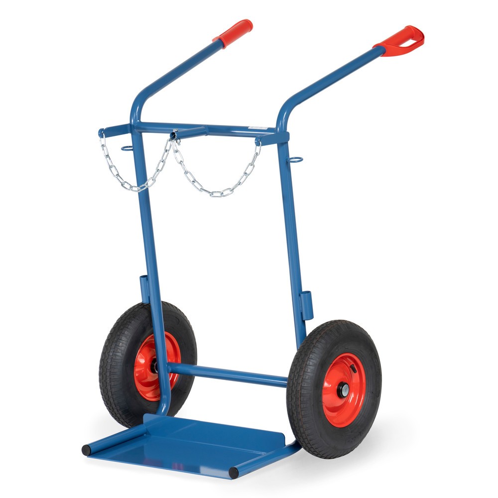 fetra® Stahlflaschen-Karre, für 2 Stahlflaschen à 40-50 Liter, Luft-Bereifung