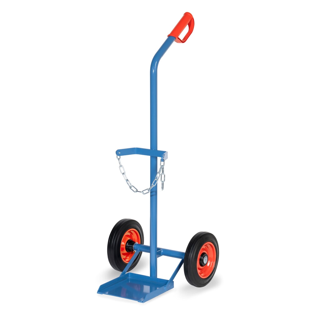 fetra® Stahlflaschen-Karre, für 1 Stahlflasche à 20-50 Liter, Vollgummi-Bereifung