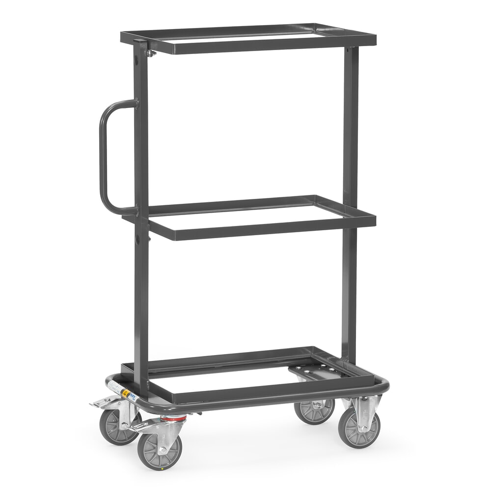 fetra® ESD-Beistellwagen, TK 200 kg, 3 Ladeflächen à 405 x 605 mm, ohne Böden