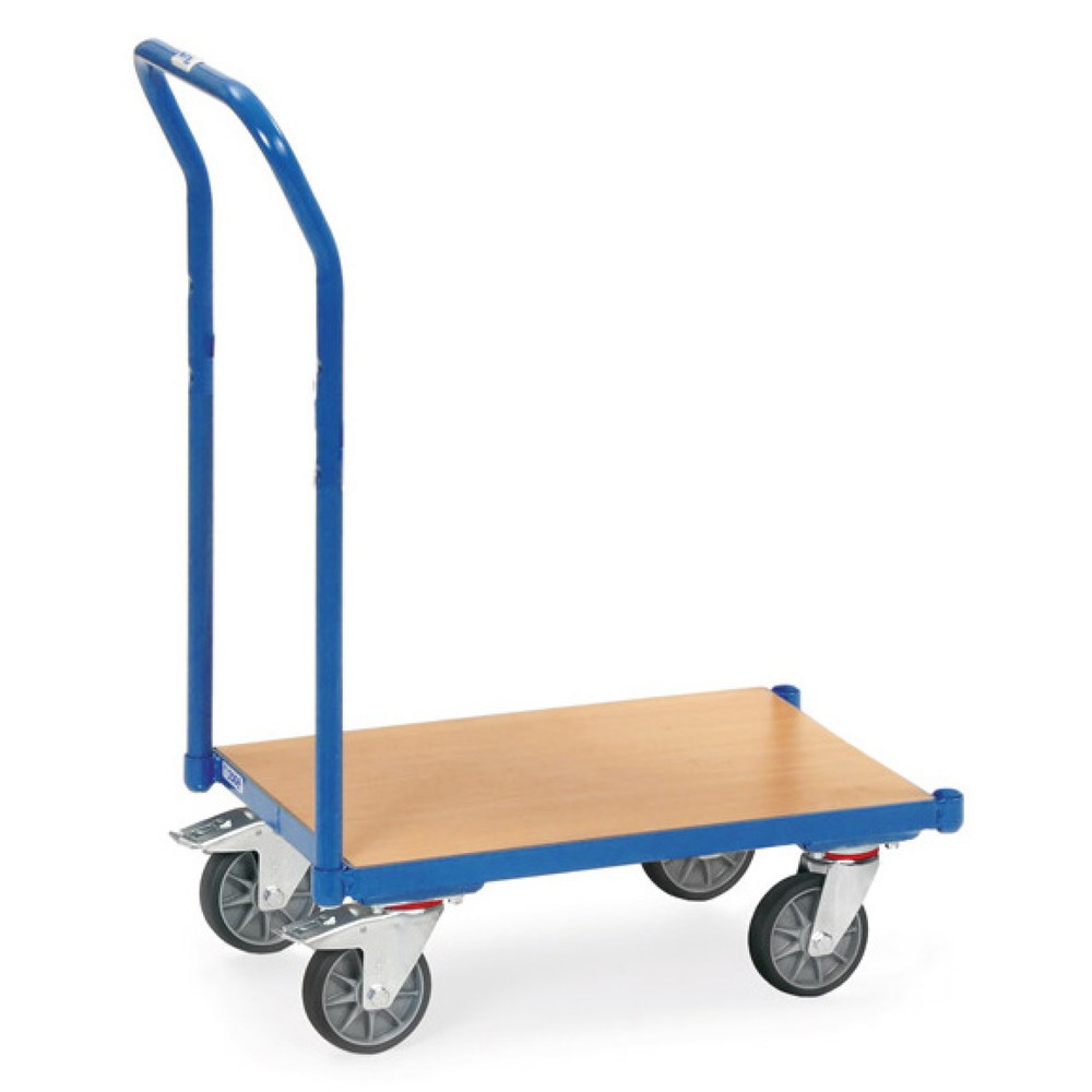 fetra® Eurokasten-Roller aus Stahl mit Schiebebügel, TK 250 kg, Holzplattform BxT 610 x 410 mm