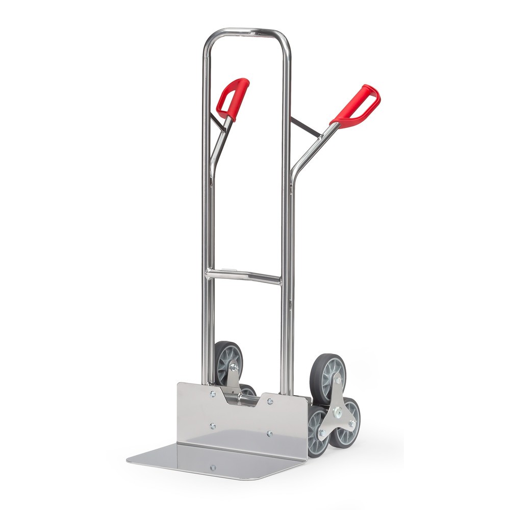 fetra® Treppenkarre, 3-armiger Radstern, Tragkraft 200 kg, Schaufel BxT 480 x 300 mm, Aluminium