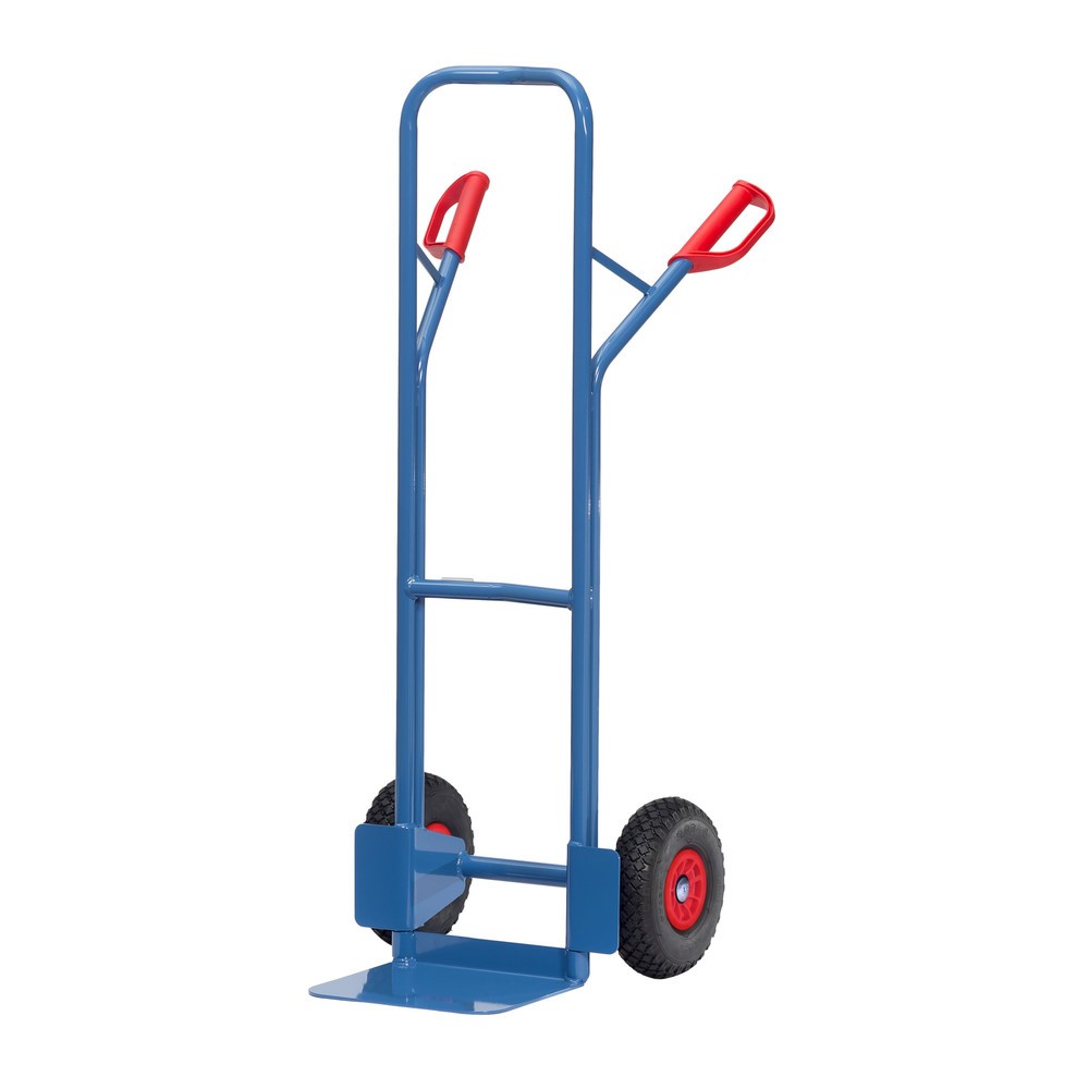 fetra® Stapelkarre, Höhe 1.300 mm, Tragkraft 300 kg, Schaufel BxT 320 x 250 mm, mit Querbügel oben, PU-Bereifung
