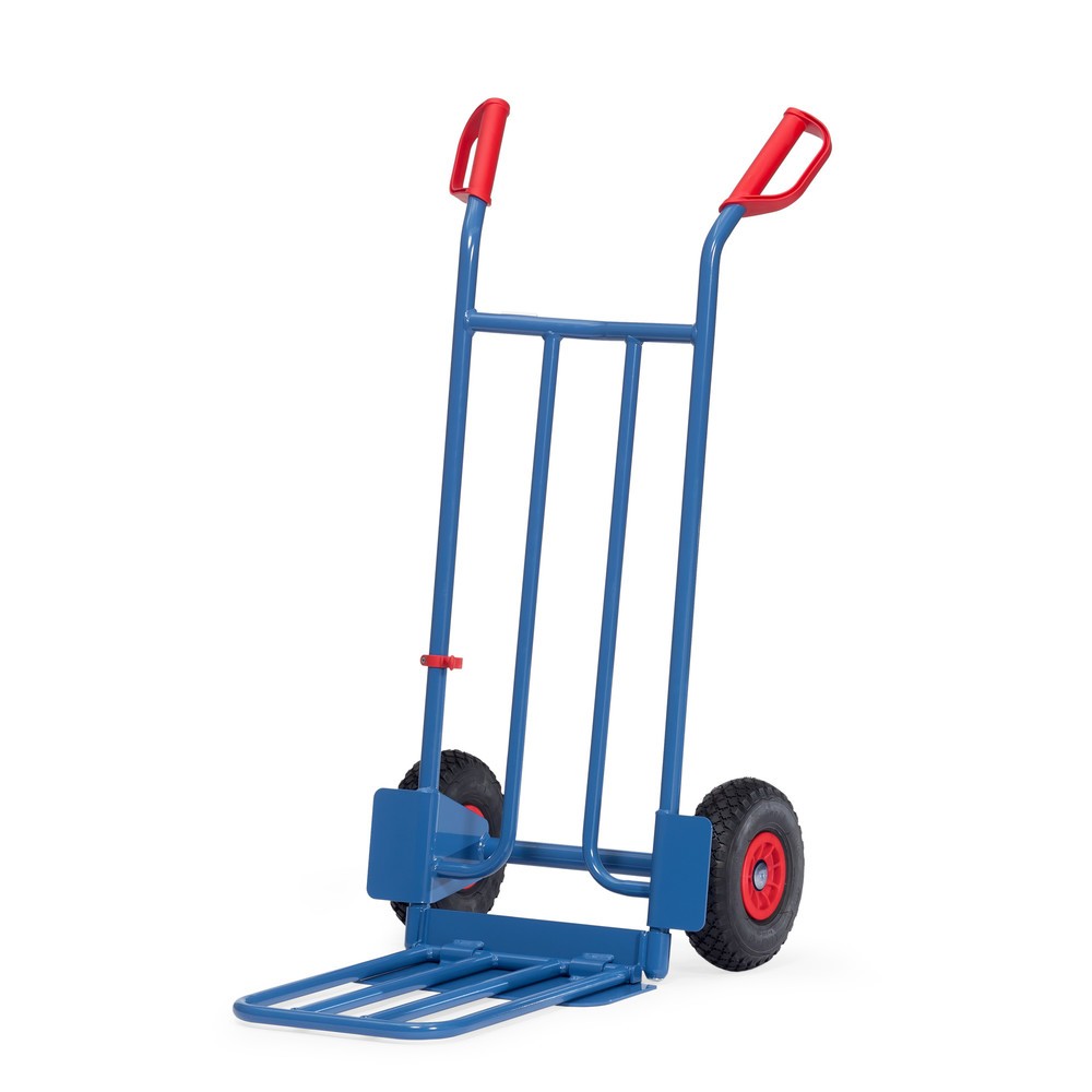 fetra® Paketkarre, mit Klappschaufel, TK 250 kg, Schaufel BxT 400 x 150 mm, PU-Bereifung