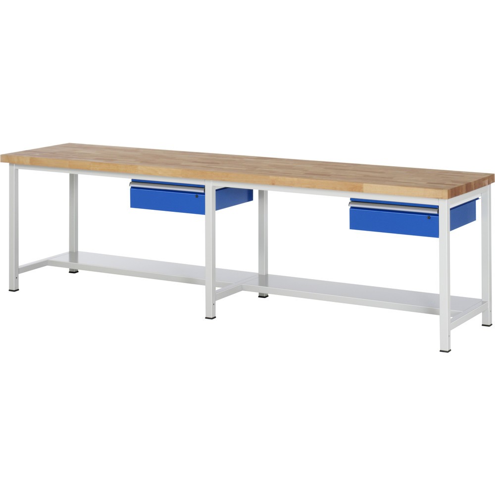 RAU Werkbank Serie 8000, HxBxT 840 x 3.000 x 700 mm, 2 Schubladen, 1 Ablageboden Tiefe 320 mm