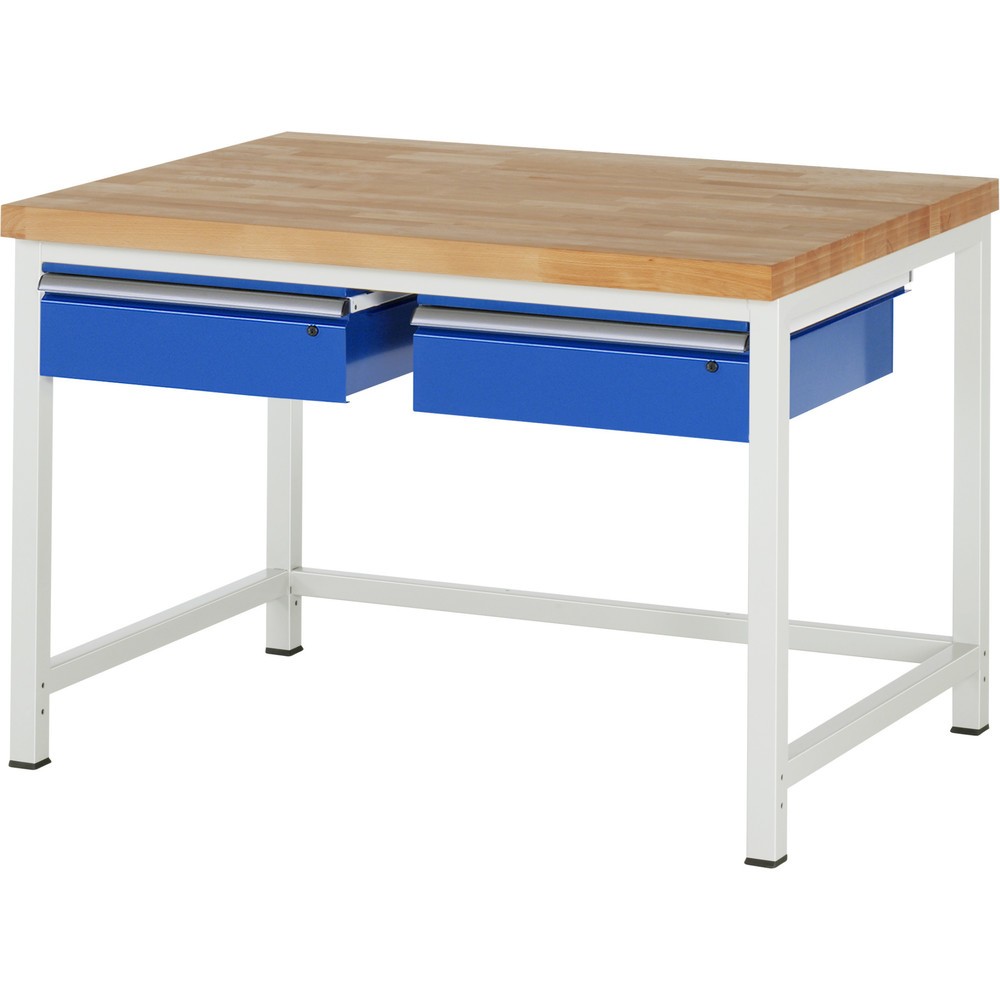 RAU Werkbank Serie 8000, HxBxT 840 x 1.250 x 900 mm, 2 Schubladen, Schubladen-TK 50 kg