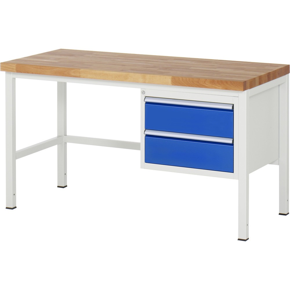 RAU Werkbank Serie 8000, HxBxT 840-1.040 x 1.500 x 700 mm, 2 x 100%-Auszug-Schubladen 2 x 180 mm, Schubladen-TK 100 kg