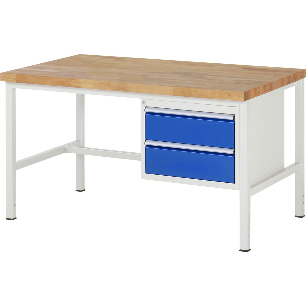 RAU Werkbank Serie 8000, HxBxT 840-1.040 x 1.500 x 900 mm, 2 x 100%-Auszug-Schubladen 2 x 180 mm, Schubladen-TK 100 kg