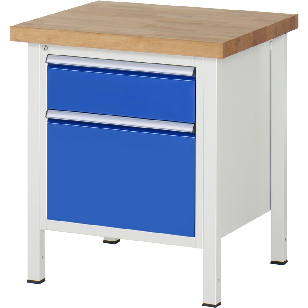 RAU Werkbank Serie 8000, HxBxT 840-1.040 x 750 x 700 mm, 2 x 100%-Auszug-Schubladen 1 x 180, 1 x 360 mm, Schubladen-TK 100 kg