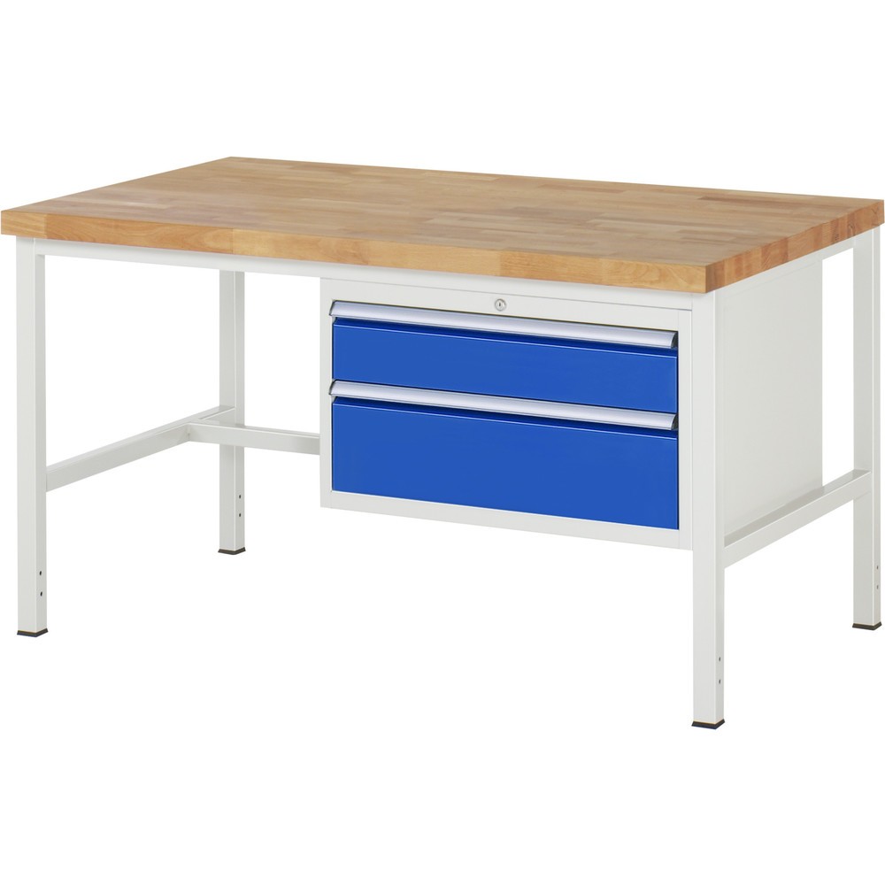 RAU Werkbank Serie 8000, HxBxT 840 x 1.500 x 900 mm, 2 x 100%-Auszug-Schubladen 1 x 150, 1 x 210 mm, Schubladen-TK 75 kg