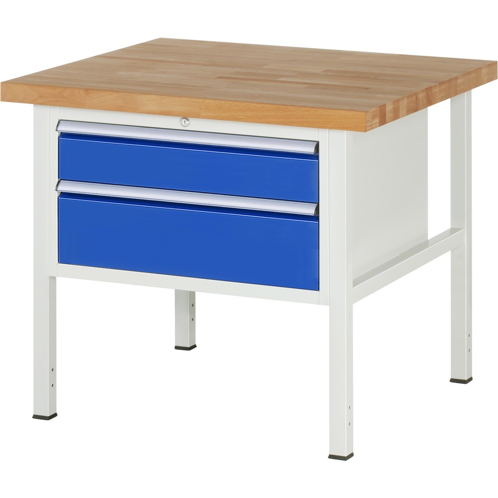 RAU Werkbank Serie 8000, HxBxT 840-1.040 x 1.000 x 900 mm, 2 x 100%-Auszug-Schubladen 1 x 150, 1 x 210 mm, Schubladen-TK 75 kg