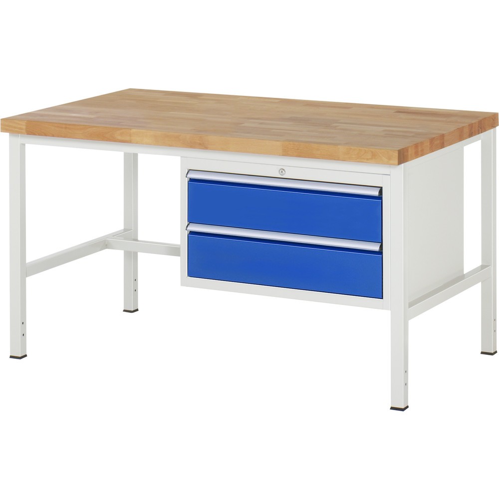 RAU Werkbank Serie 8000, HxBxT 840 x 1.500 x 900 mm, 2 x 100%-Auszug-Schubladen 2 x 180 mm, Schubladen-TK 75 kg
