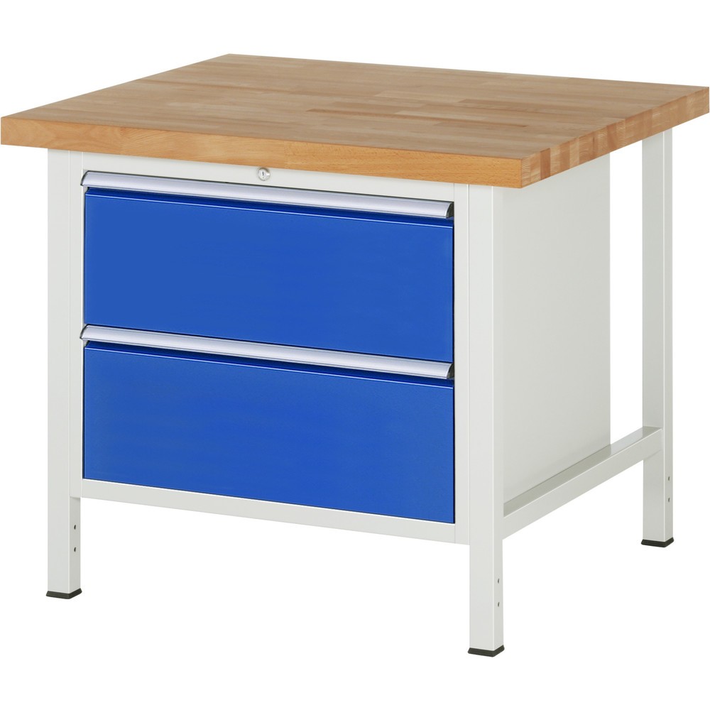 RAU Werkbank Serie 8000, HxBxT 840-1.040 x 1.000 x 900 mm, 2 x 90%-Auszug-Schubladen 2 x 270 mm, Schubladen-TK 75 kg