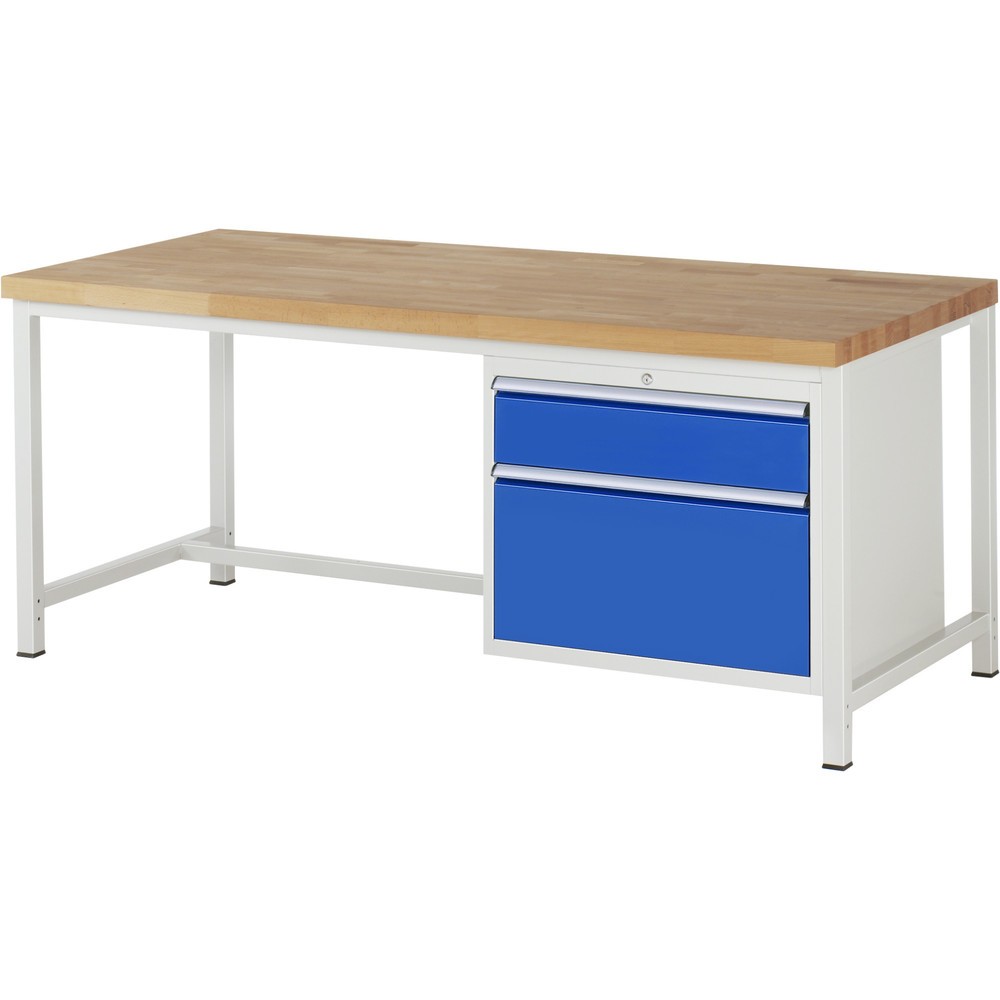 RAU Werkbank Serie 8000, HxBxT 840 x 2.000 x 900 mm, 2 x 100%-Auszug-Schubladen 1 x 180, 1 x 360 mm, Schubladen-TK 75 kg