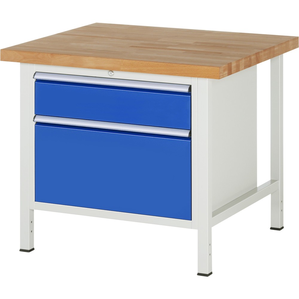 RAU Werkbank Serie 8000, HxBxT 840-1.040 x 1.000 x 900 mm, 2 x 90%-Auszug-Schubladen 1 x 180, 1 x 360 mm, Schubladen-TK 75 kg