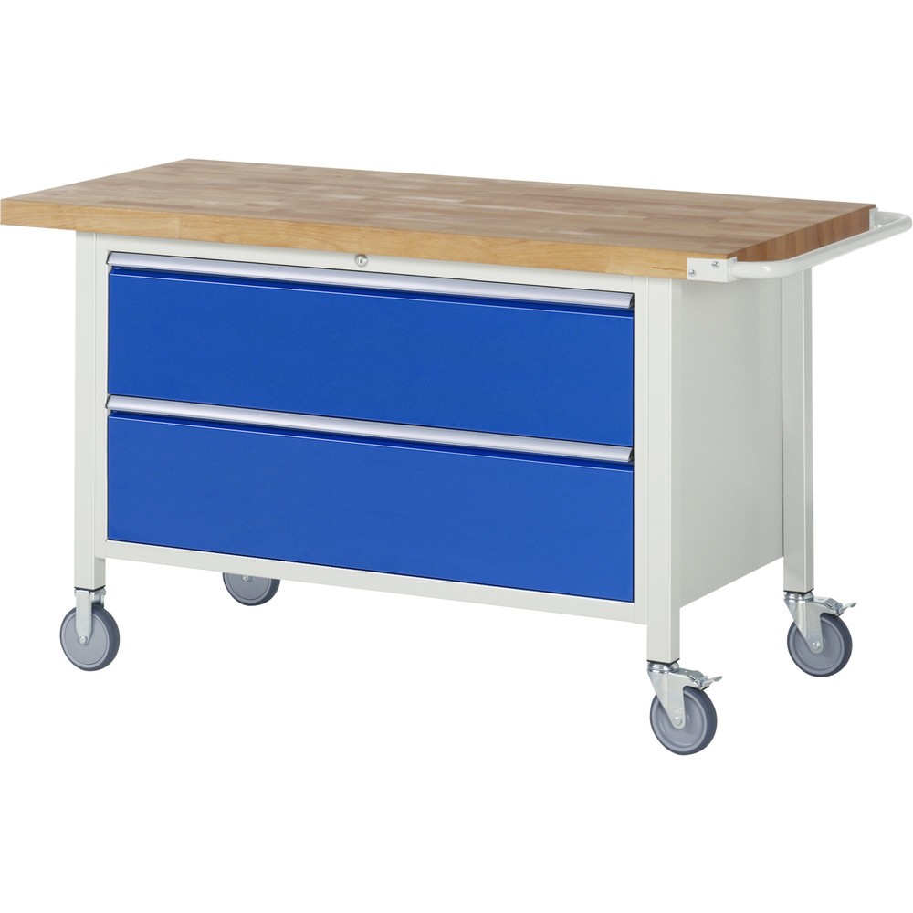 RAU mobile Werkbank Serie 8000, HxBxT 880 x 1.500 x 700 mm, 2 x 90%-Auszug-Schubladen, Breite 1.055 mm