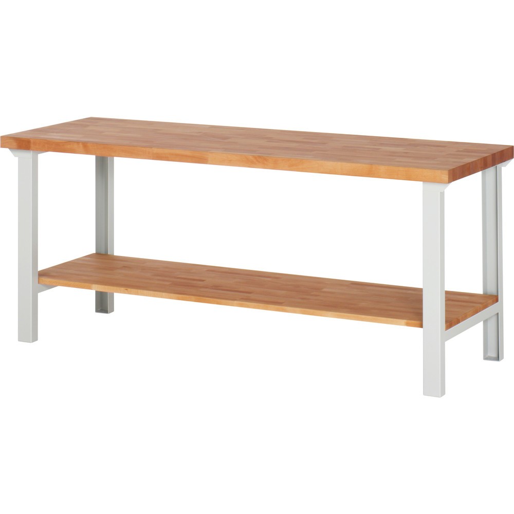 RAU Werkbank Serie 7000, 1 Buche-Massiv-Ablageboden, HxBxT 840 x 2.000 x 700 mm