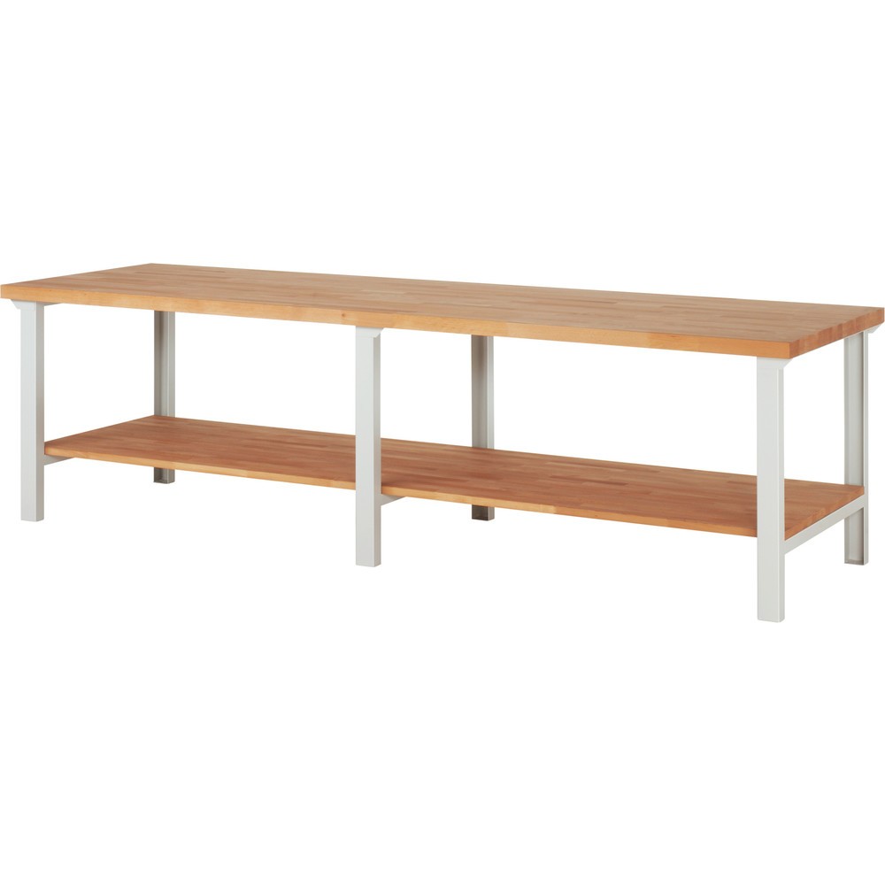 RAU Werkbank Serie 7000, 1 Buche-Massiv-Ablageboden, HxBxT 840 x 3.000 x 900 mm