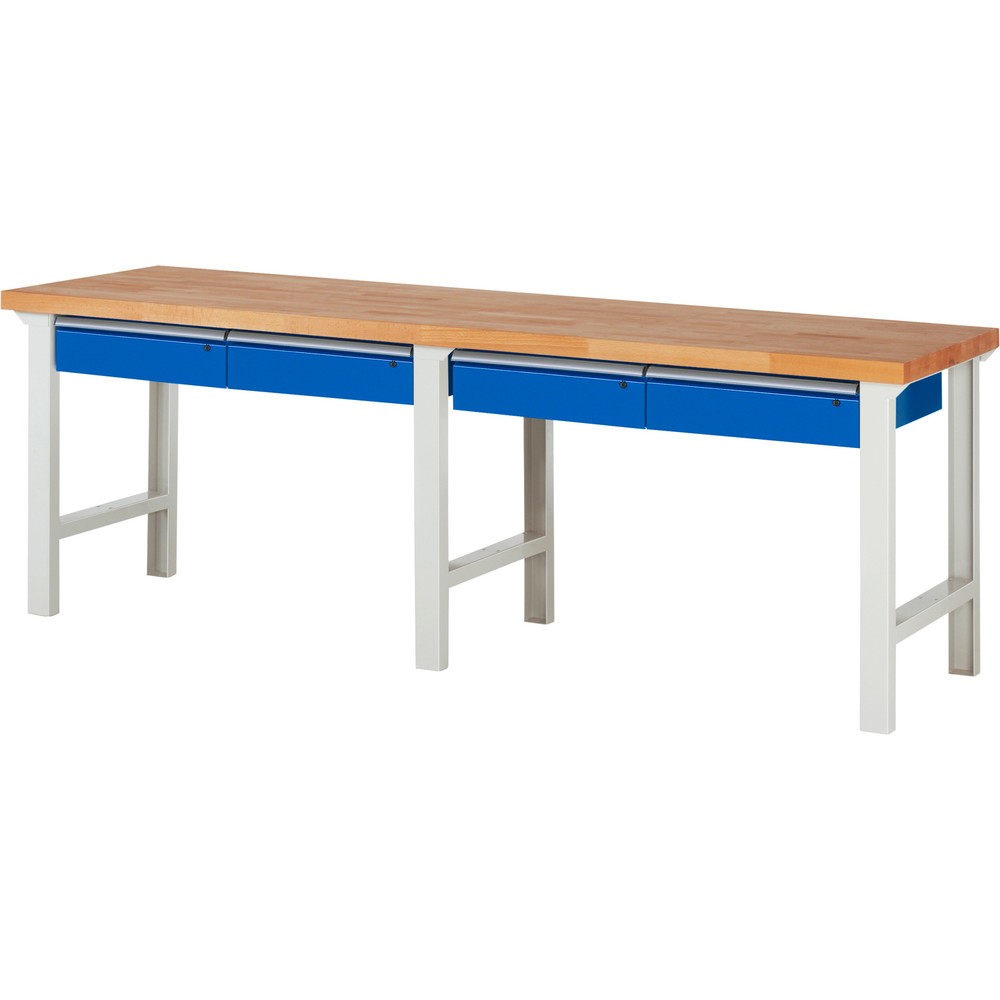 RAU Werkbank Serie 7000, HxBxT 840 x 2.500 x 700 mm, 4 Schubladen 4 x 150 mm