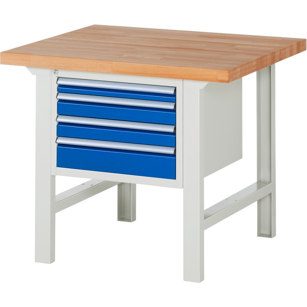 RAU Werkbank Serie 7000, HxBxT 840 x 1.000 x 900 mm, 4 Schubladen 1 x 60 mm, 2 x 90 mm, 1 x 120 mm