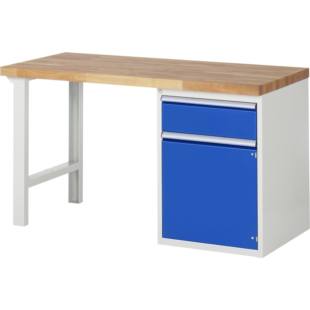 RAU Werkbank Serie 7000, 1 Container, HxBxT 890 x 1.500 x 700 mm, 1 x 100%-Auszug-Schublade, 1 Flügeltür, 1 Fachboden