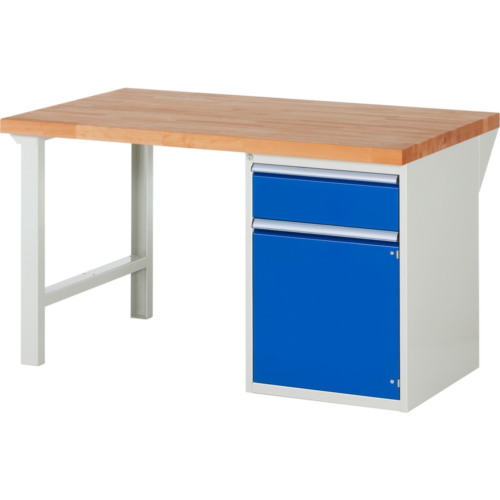 RAU Werkbank Serie 7000, 1 Container, HxBxT 840 x 1.500 x 900 mm, 1 x 100%-Auszug-Schublade, 1 Flügeltür, 1 Fachboden