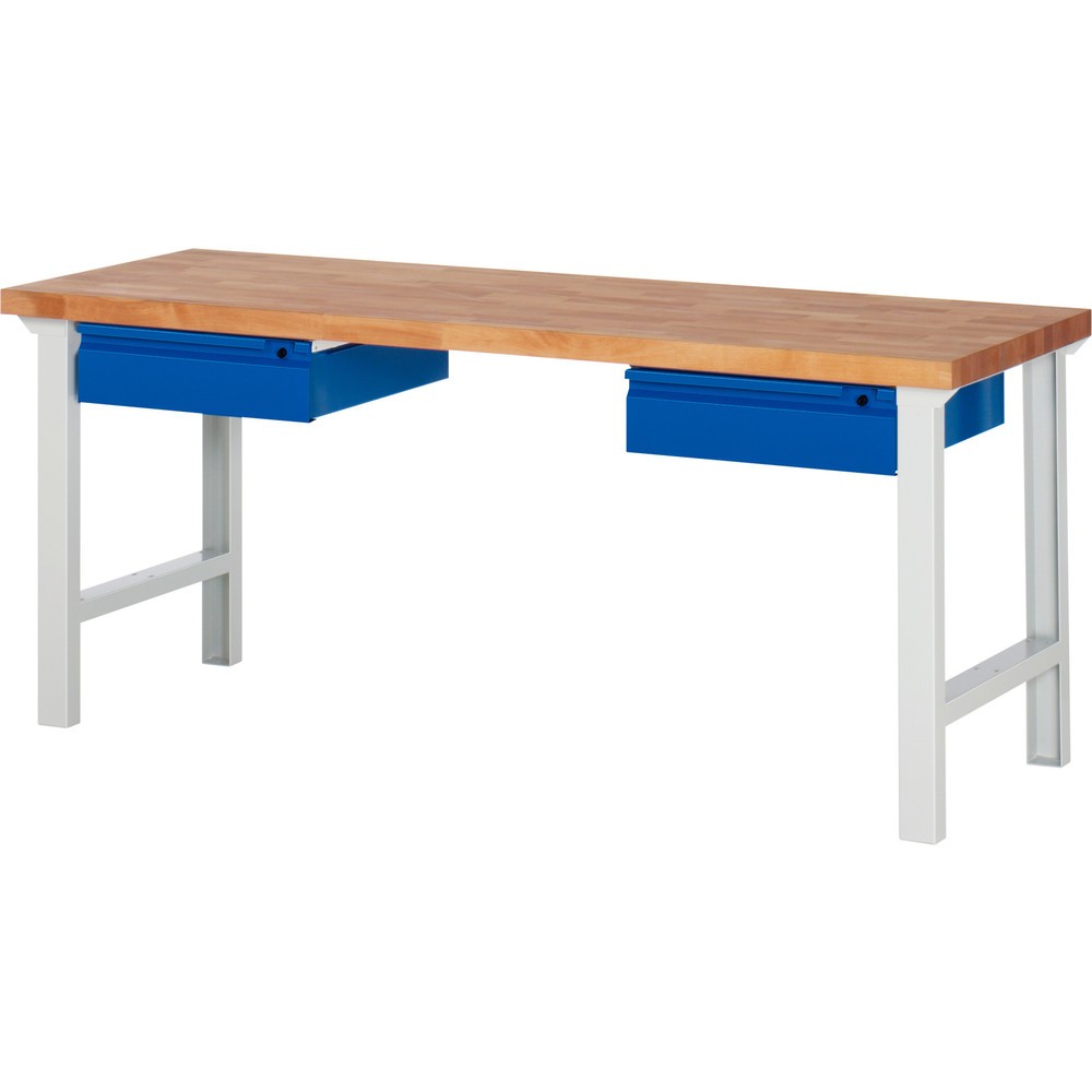 RAU Werkbank Serie 7000, HxBxT 840 x 2.000 x 700 mm, 2 Schubladen 2 x 150 mm