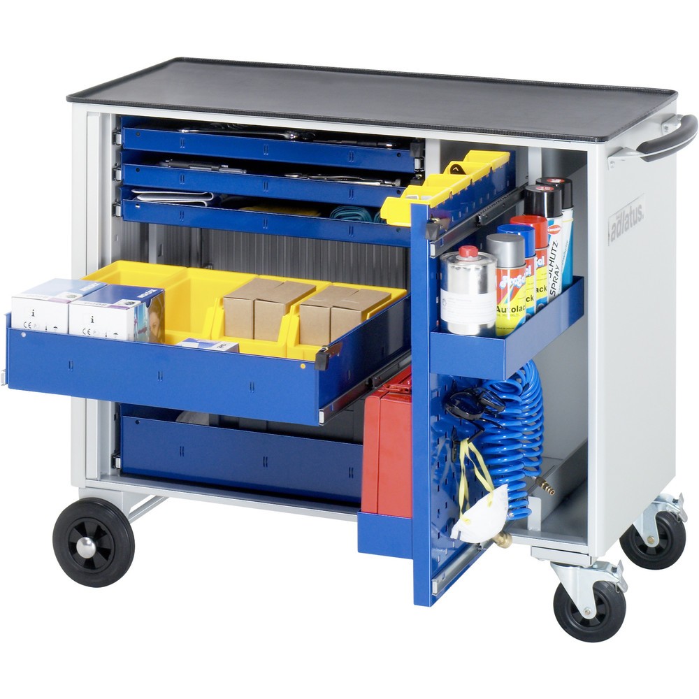 RAU Werkzeugwagen Serie adlatus, HxBxT 890 x 1.025 x 520 mm, 5 Schubladen 3 x 40, 2 x 105 mm, Arbeitsplatte Metall