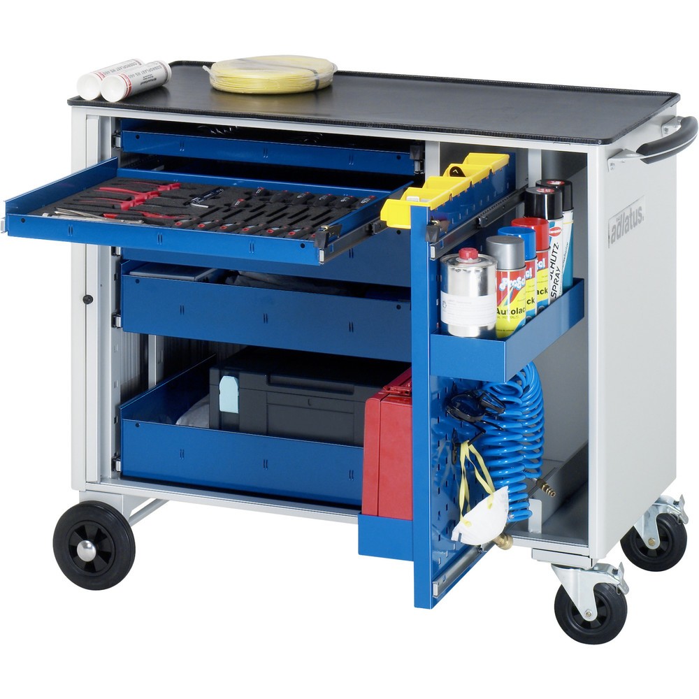 RAU Werkzeugwagen Serie adlatus, HxBxT 890 x 1.025 x 520 mm, 5 Schubladen 2 x 40, 3 x 105 mm, Arbeitsplatte Metall