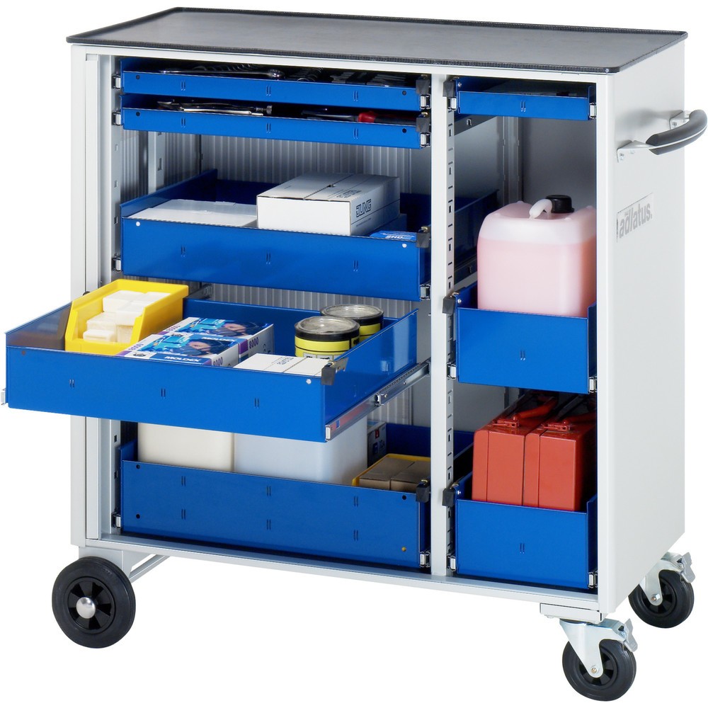 RAU Werkzeugwagen Serie adlatus, HxBxT 1.080 x 1.025 x 520 mm, 8 Schubladen 3 x 40, 2 x 105, 3 x 130 mm, Arbeitsplatte Metall