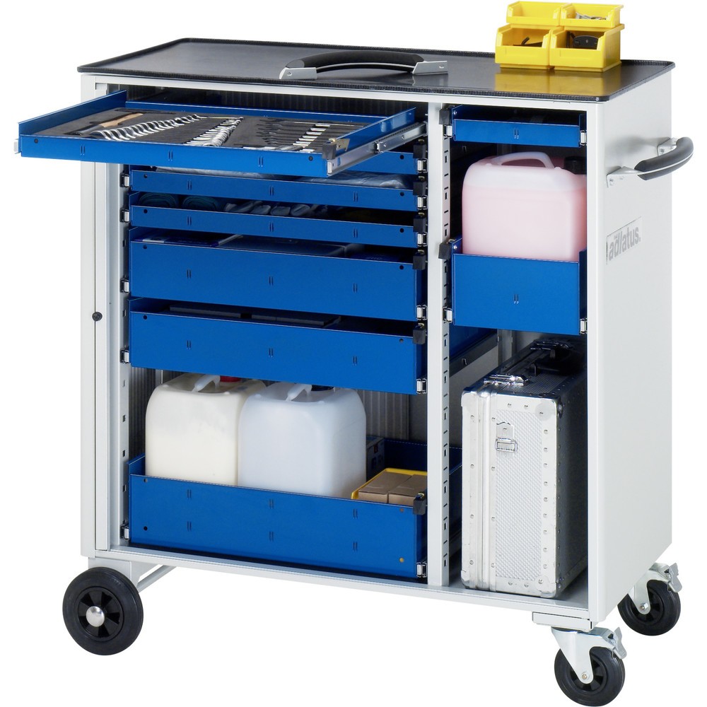 RAU Werkzeugwagen Serie adlatus, HxBxT 1.080 x 1.025 x 520 mm, 9 Schubladen 5 x 40, 2 x 105, 2 x 130 mm, Arbeitsplatte Metall