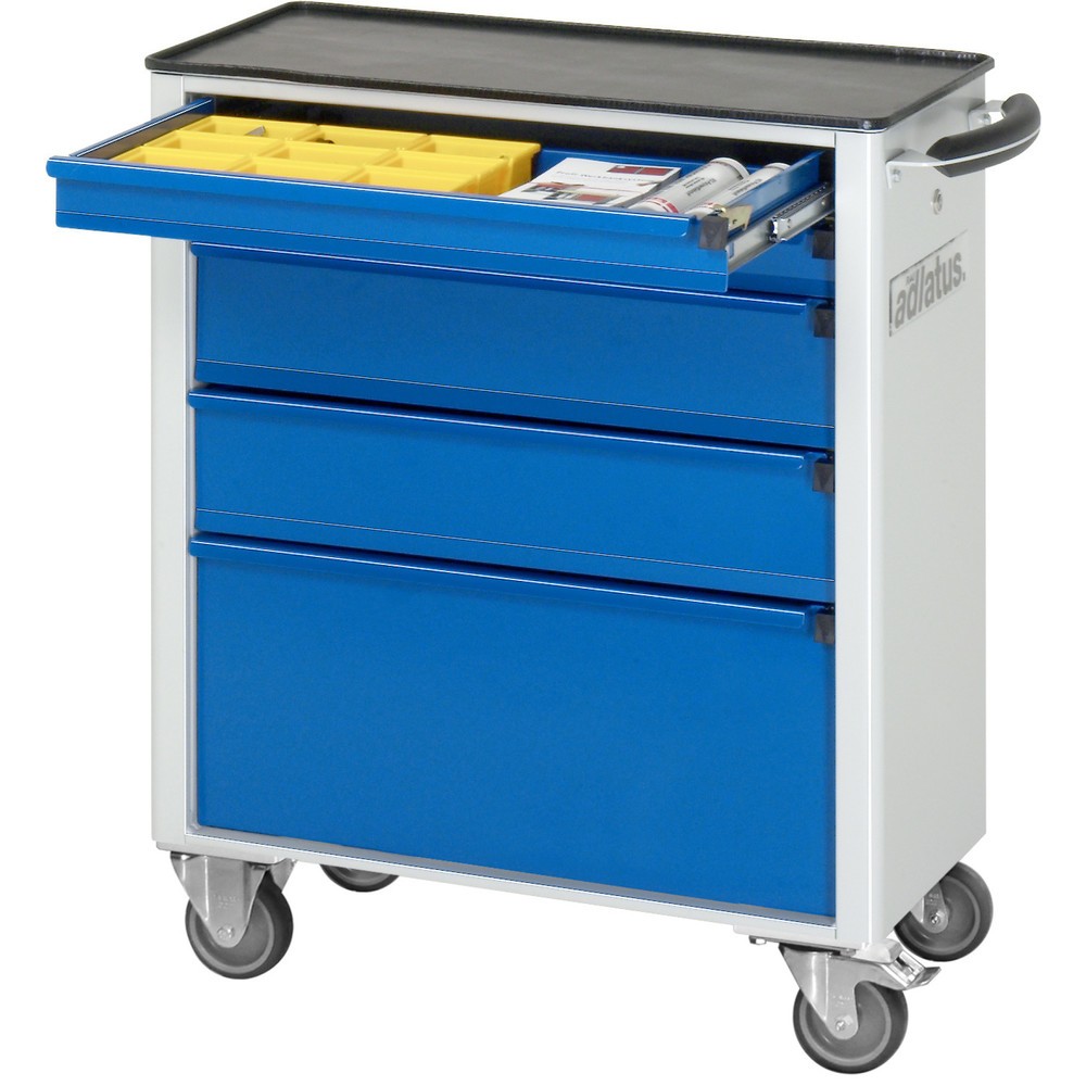 RAU Werkzeugwagen Serie adlatus 700, HxBxT 860 x 700 x 350 mm, 5 Schubladen 2 x 65, 2 x 130, 1 x 260 mm, Arbeitsplatte Metall