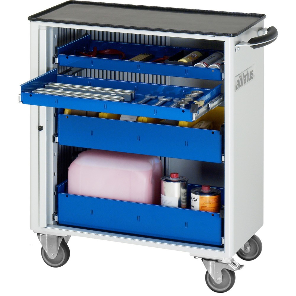 RAU Werkzeugwagen Serie adlatus 700, HxBxT 860 x 725 x 400 mm, 4 Schubladen mit Einzelsicherung, 2 x 40, 2 x 105 mm, Arbeitsplatte Metall