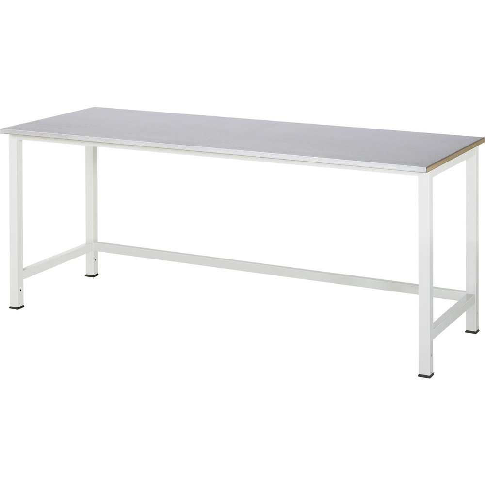 RAU Werktisch 900, HxBxT 825 x 2.500 x 800 mm, Arbeitplatte Stahlblech-Belag