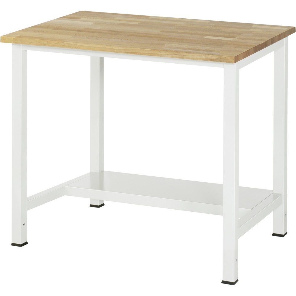RAU Werktisch 900 mit Ablageboden Tiefe 320 mm, HxBxT 825 x 1.000 x 800 mm, Arbeitplatte Buche-Massiv