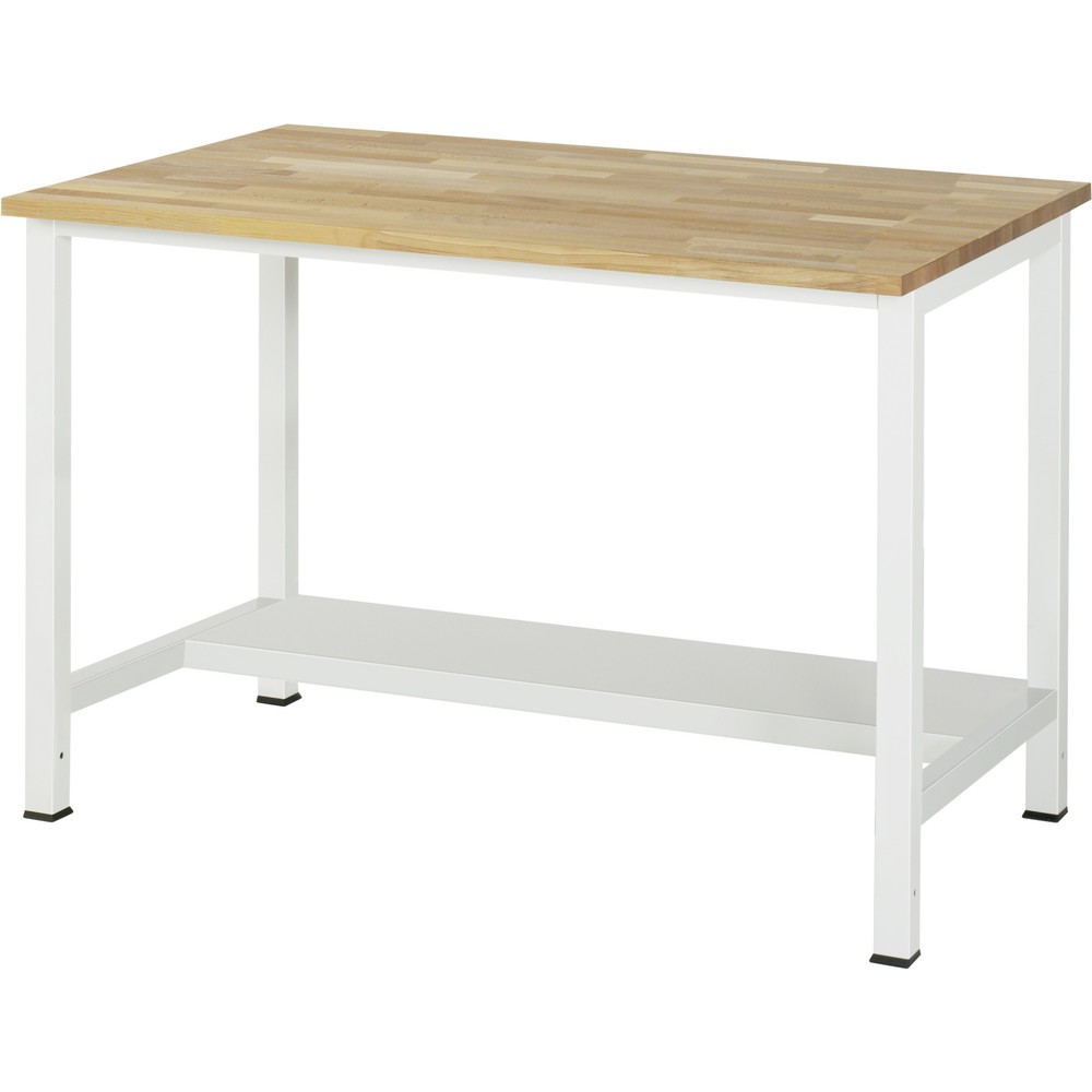 RAU Werktisch 900 mit Ablageboden Tiefe 320 mm, HxBxT 825 x 1.250 x 800 mm, Arbeitplatte Buche-Massiv